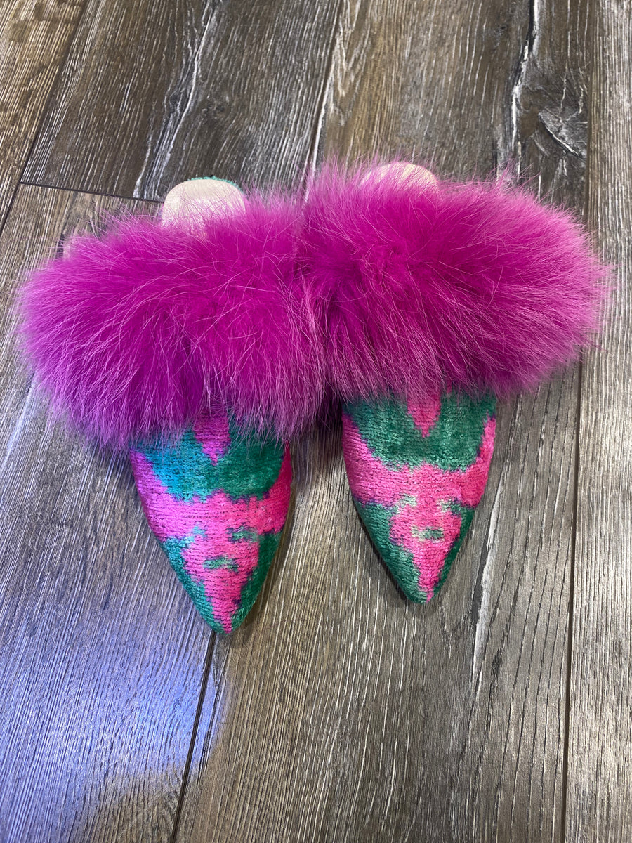 Ikat Slipper-Tüylü