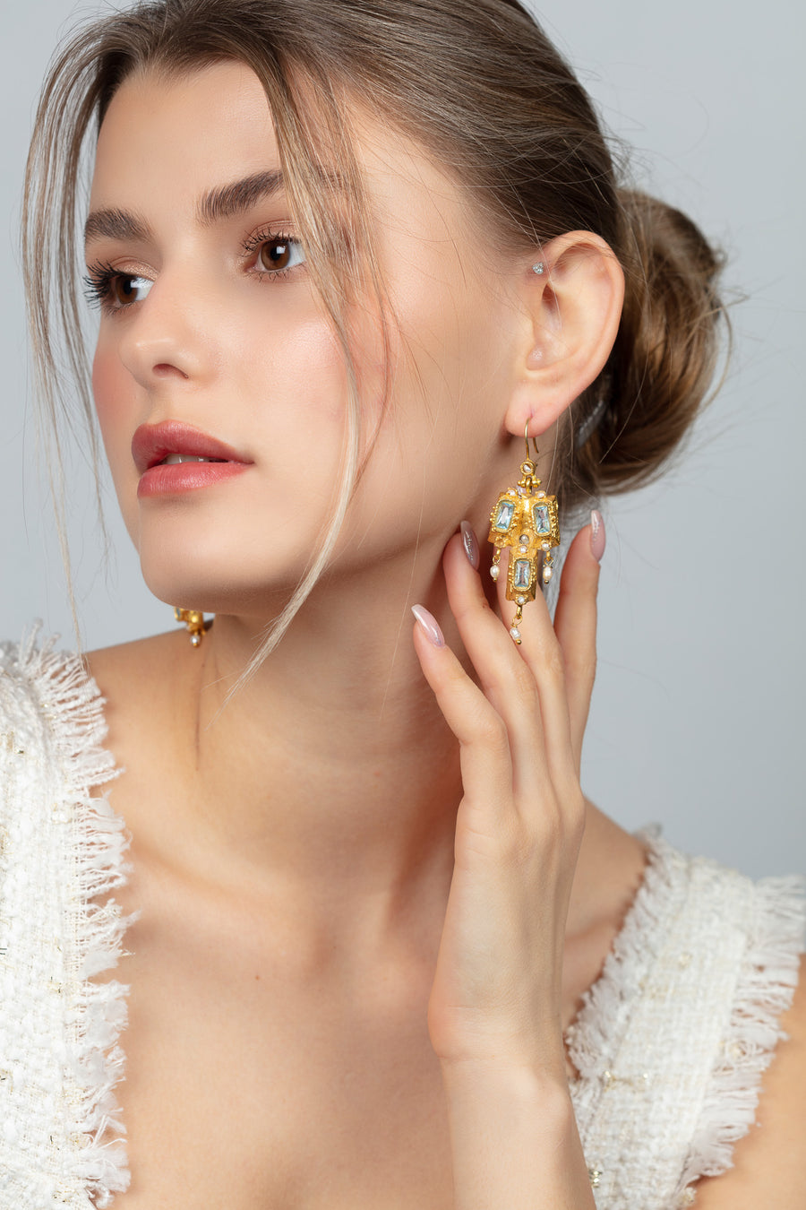 Blue Gold Earrings